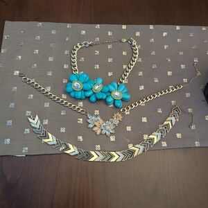 Gold and Turquoise Floral Necklace Set